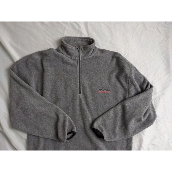 Vintage Nautica Competition Sweatshirt Gray Fleece 1/4 Zip Mock Mens Size XL - Picture 2 of 12